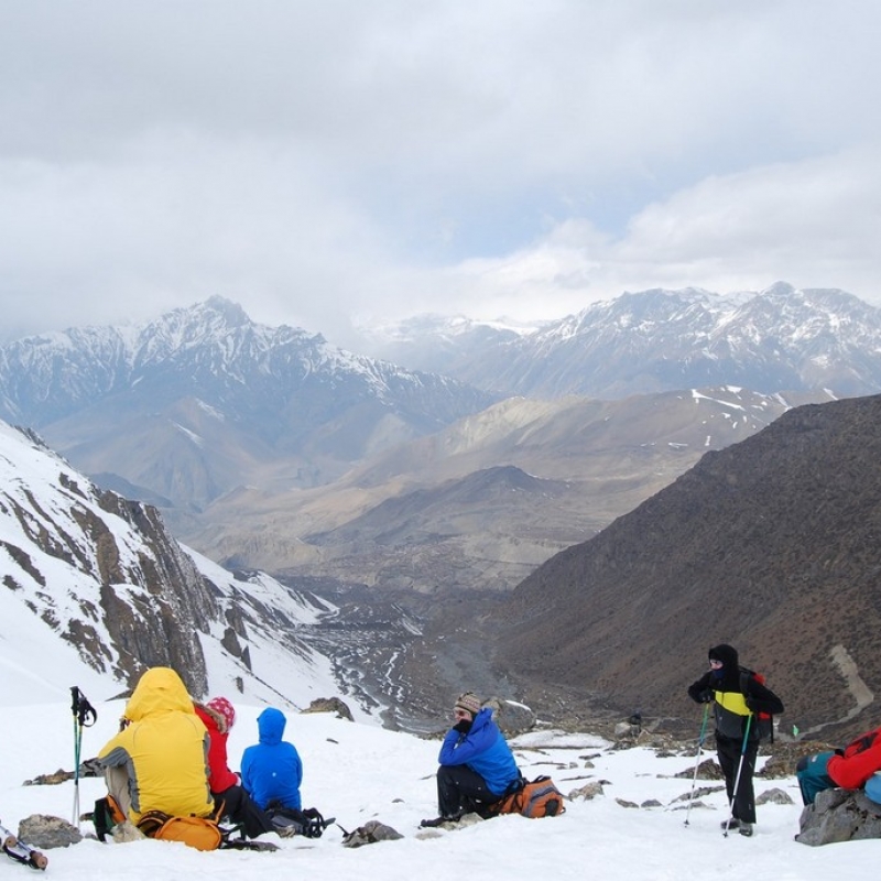 Привал на спуске с перевала Торонг Ла.